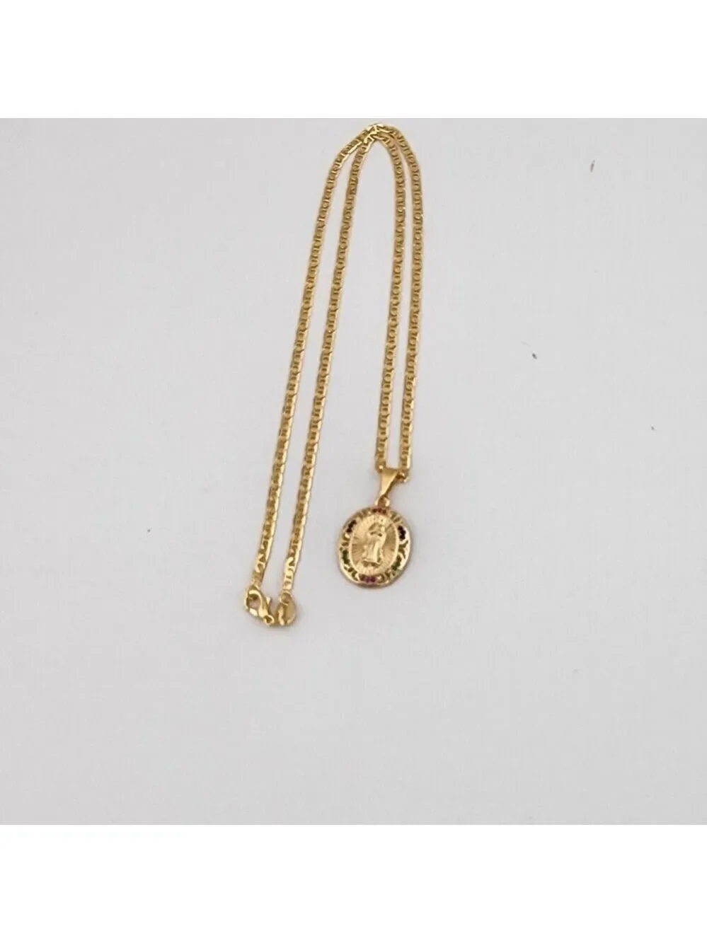 Brand New Brazilian 18k Gold Filled Virgen de Guadalupe Necklace